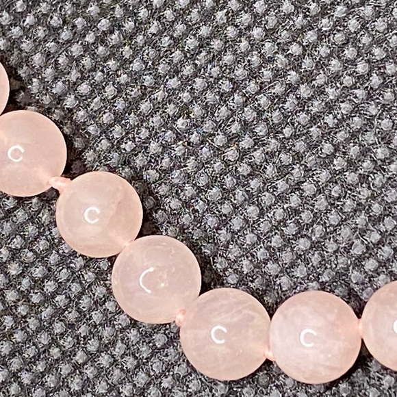 14k Hong Kong WW Rose Quartz Beaded Heart Pendant Necklace - Picture 11 of 14